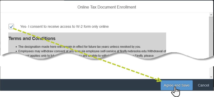 Yes, I consent to receive access to W-2 form only online