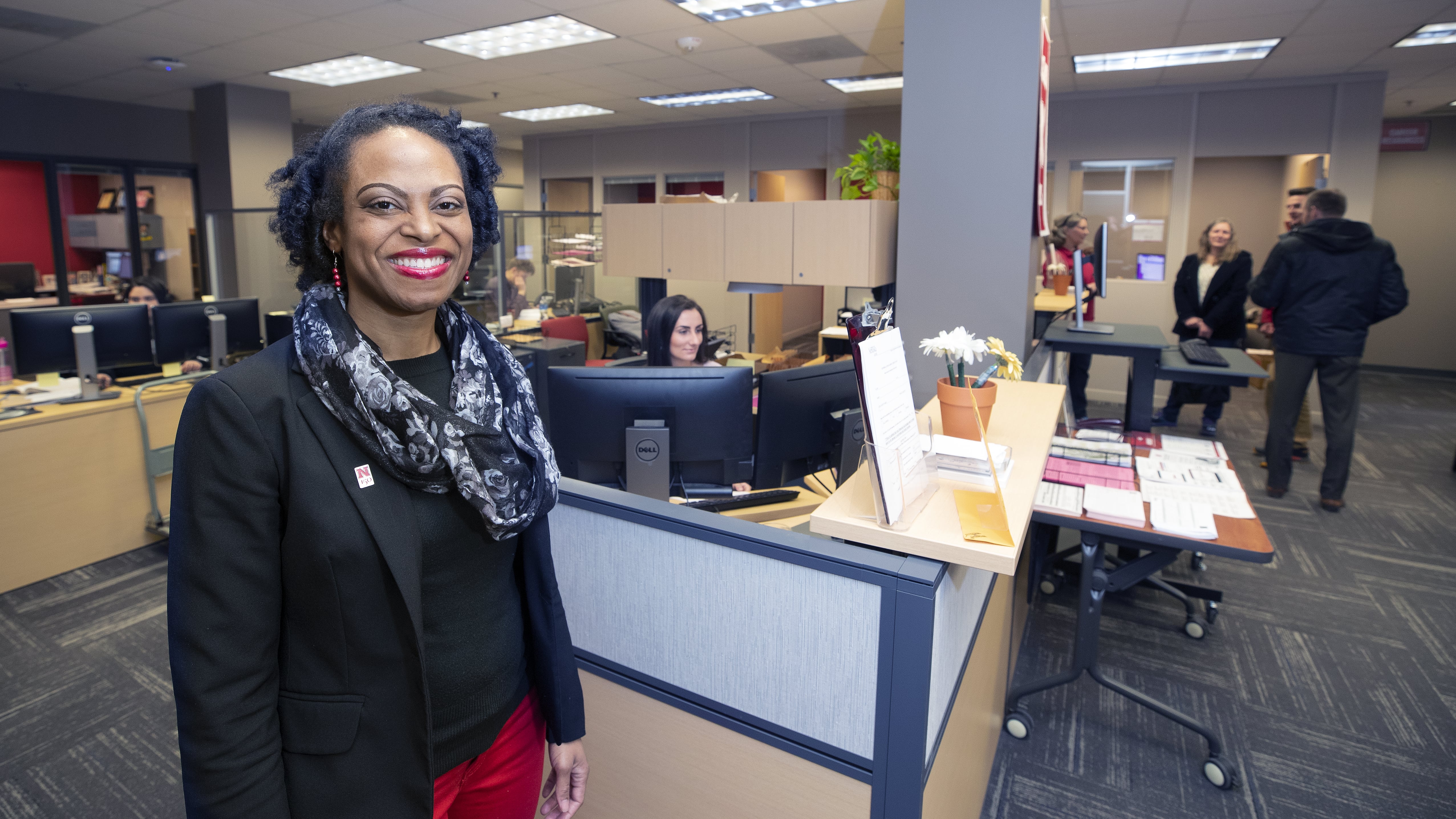 person standing in an office