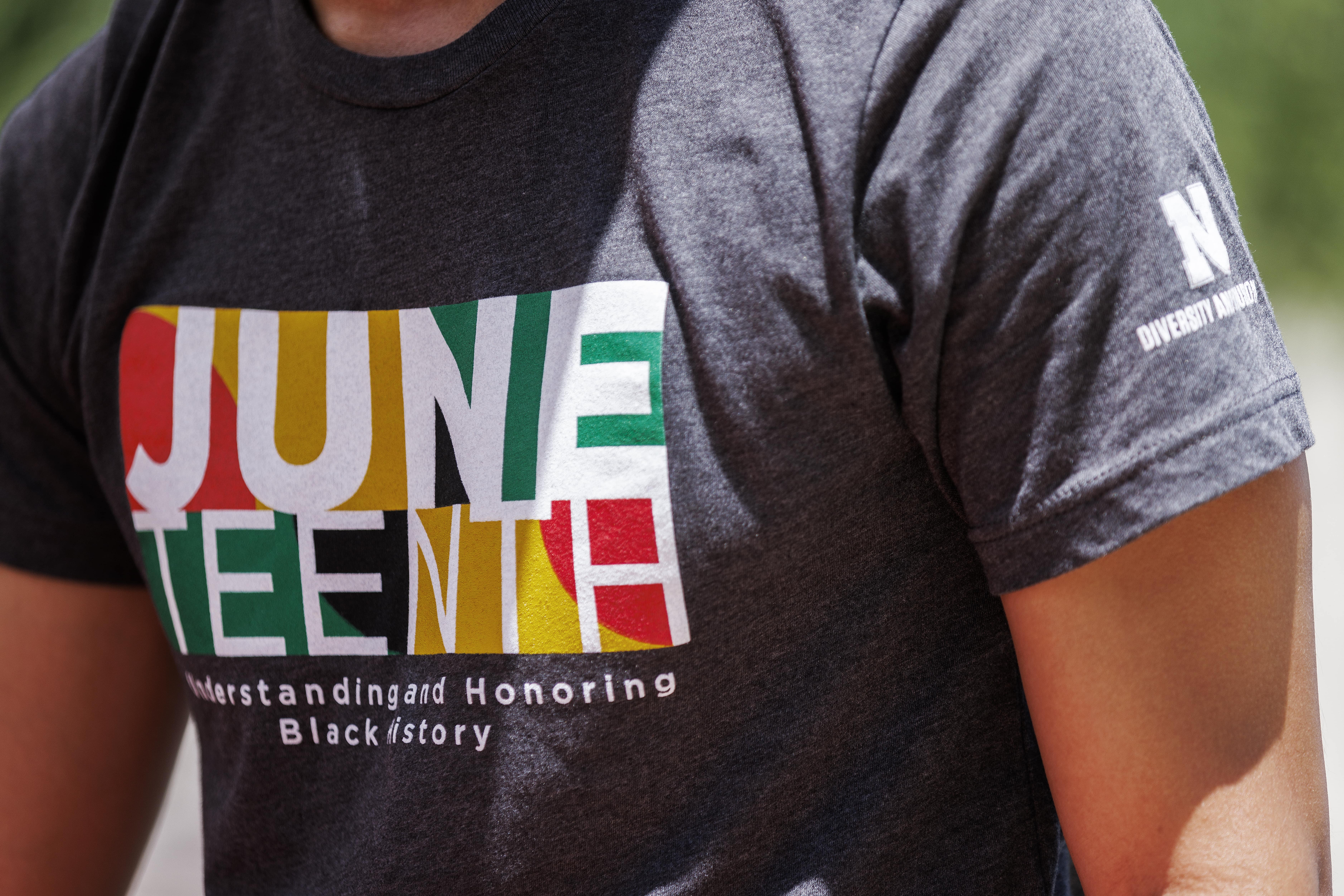 Person wearing Juneteenth shirt