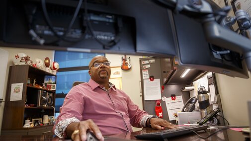 man working on a computer