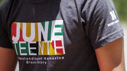 Person wearing Juneteenth shirt