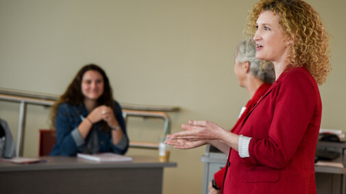 Woman speaking to a group