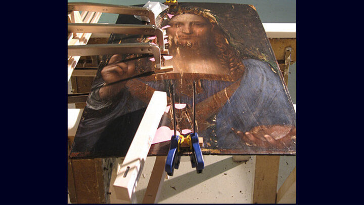 The Salvator Mundi restoration process.