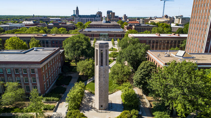 UNL's City Campus is pictured from above.