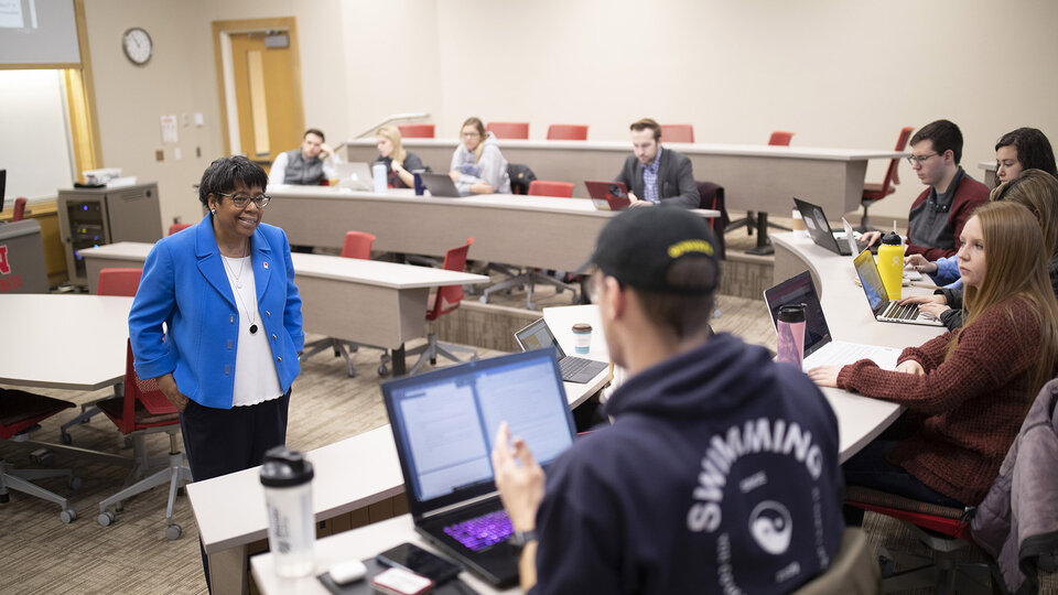 Woman teaching in a classroom