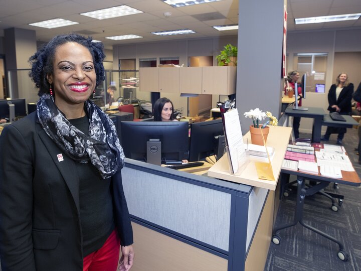 person standing in an office
